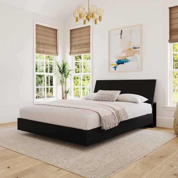 Nexera Corbo Platform Bed and Headboard, Black