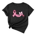 thumbnail image 2 of TIMIFIS T-Shirt Ruban Rose de Sensibilisation au Cancer du Sein pour Femmes T-Shirts Cancer du Sein Été Ample Imprimé Col Rond T-Shirt Manches Courtes Blouse Décontractée Automne/hiver, 2 of 5