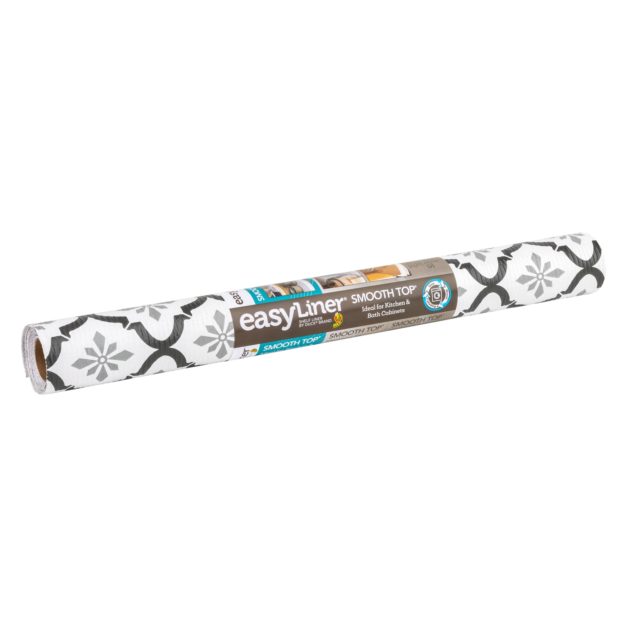 EasyLiner Smooth Top Shelf Liner, Grey Quatrefloral, 20 in. x 6 ft. Roll
