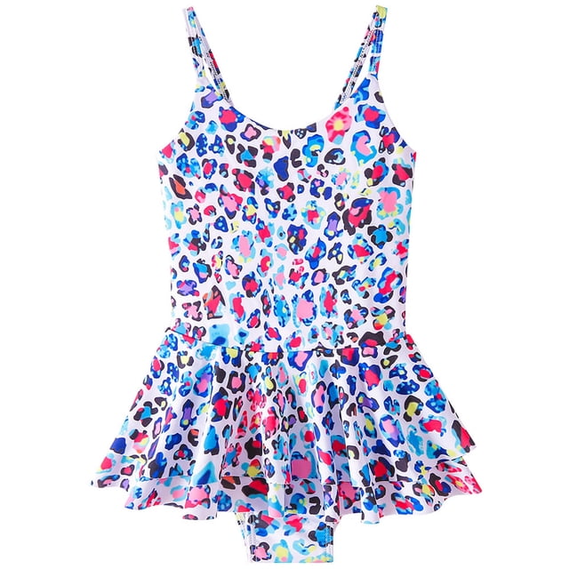 Birdeem Toddler Kids Baby Girls Fashion Cute Leopard Print Bikini Ruffles One-Piece Swimsuit