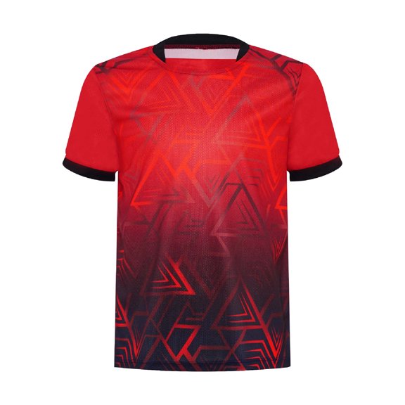 YiZYiF Garçons Enfants Imprimé Maillot de Soccer Haut Sports Entraînement T-shirt Basketball Soccer Maillots Gym Tennis T-Shirts Rouge 6