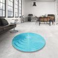 thumbnail image 4 of Ahgly Tapis d'Intérieur Lavable en Machine Carré Transitionnel Bleu Cyan Vif, 6 Pieds Carré, 4 of 7