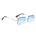 thumbnail image 2 of Milaget Chic Rectangle Cut Rimless Sunglasses Tinted Lens Eyeglasses Eyewear Shades Blue, 2 of 7