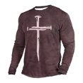 thumbnail image 1 of NaWent T-shirts Graphiques pour Hommes Liquidation Hommes Décontracté Col Rond Chandail à Enfiler Imprimé Blouse à Manches Longues Rouge XXXXXXL Rouge XXXXXXL, 1 of 3