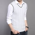 thumbnail image 4 of EGNMCR Chandail pour Homme Homme Décontracté Tricoté Coton Col en V Gilet Chandail Sans Manches Hauts Blouse, 4 of 7