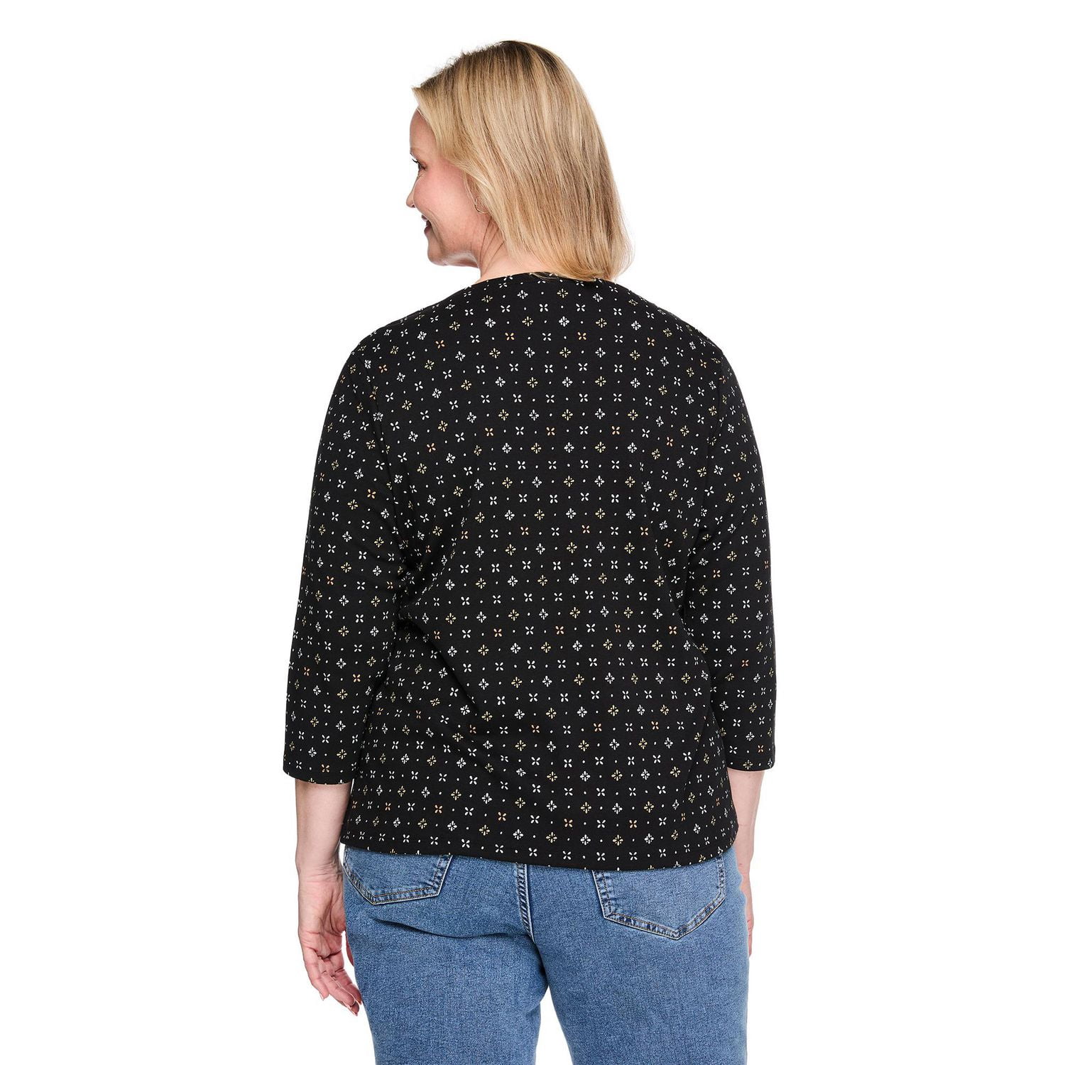 T-shirt imprimé à col henley Karen Scott Plus pour femmes