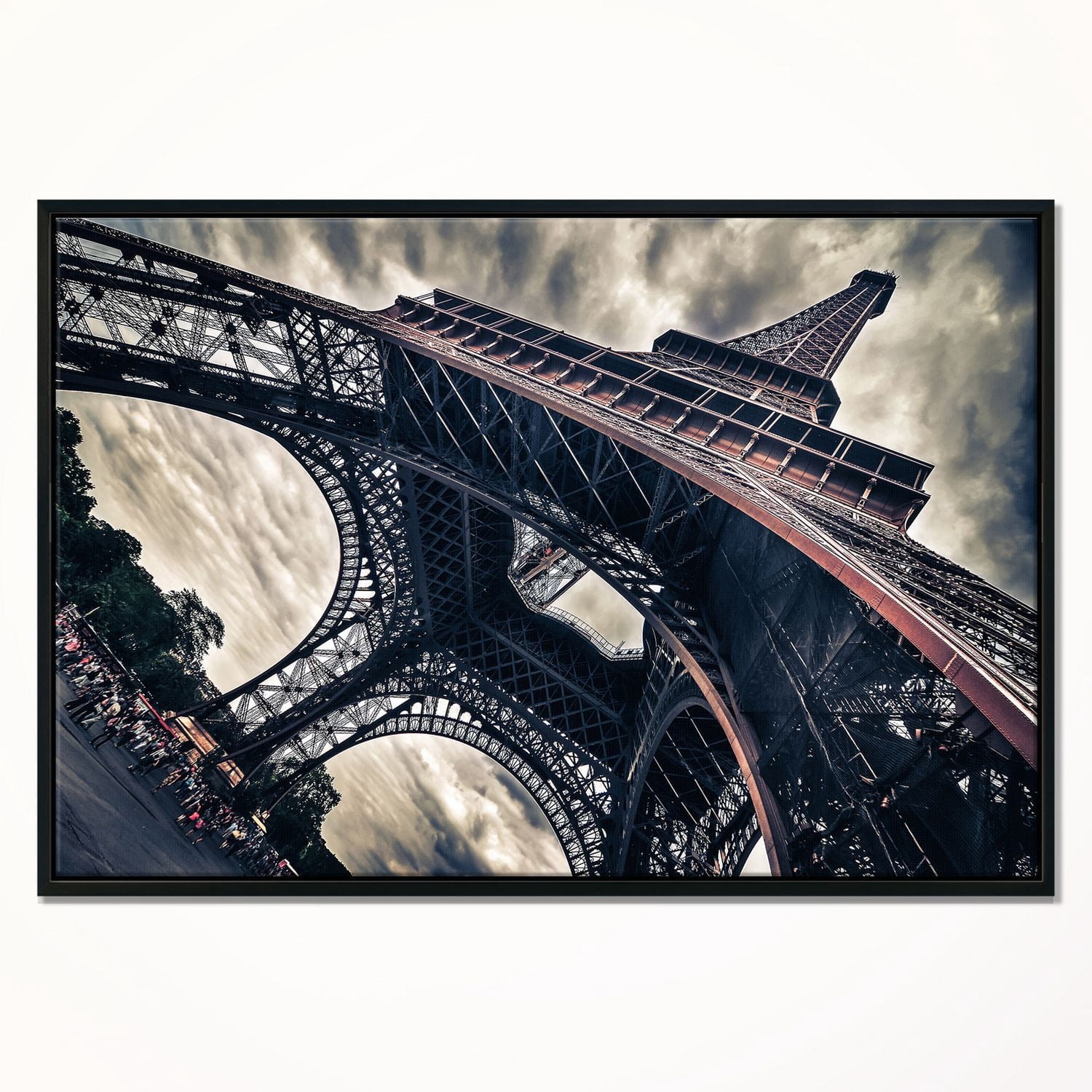 Design Art Paris Tour Eiffel À Grungy Style Dramatique  Sur Toile Encadrée