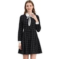 thumbnail image 1 of INSPIRE CHIC Women's Peter Pan Collar Contrast Retro Plaid Dress, 1 of 6