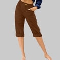thumbnail image 2 of Timegard Womens Capri Pants Straight Leg Elastic Waisted Button Summer Casual Crop Pants with Pockets, 2 of 4
