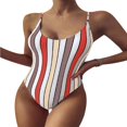 thumbnail image 1 of Women‘s Striped One-piece Swimsuit Color Blocking Sling Swimwear, 1 of 4