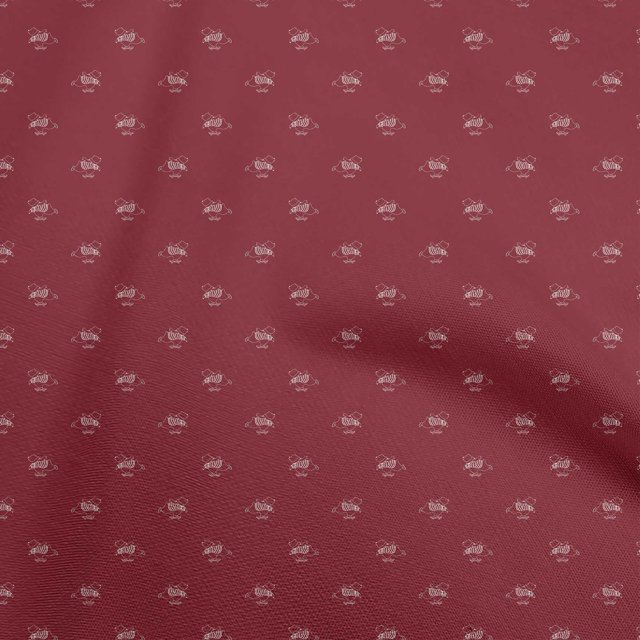 oneOone Tissu Viscose Chiffon Bordeaux Rétro Ours Matériel de Robe Tissu Imprimé Tissu au Mètre 42 Pouces de Large