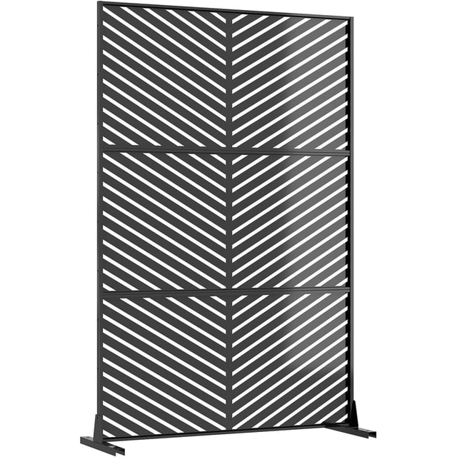 YUSAZENS 47x72 Inch Galvanized Steel Garden Screen Panel Diagonal Pattern Metal Privacy Fence for Outdoor Yard Patio Landscape Decoration