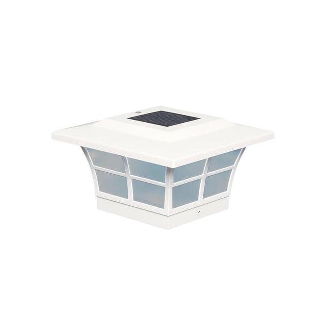 5x5 Capuchon de Poteau Solaire Prestige en PVC Blanc - Lot de 2