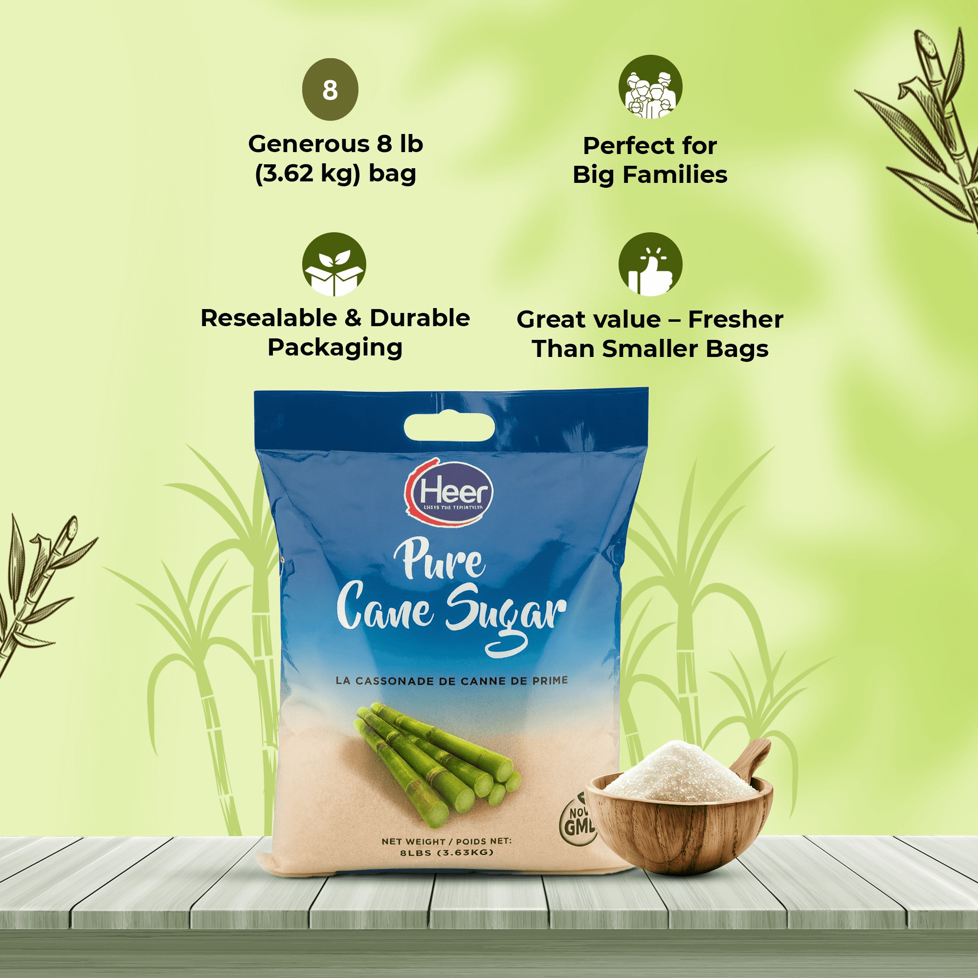 Heer Cane Sugar, 8lb