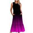 thumbnail image 2 of 2024 Longues Robes Maxi à Bretelles Spaghetti pour Femmes Été, Robes Maxi Sans Manches à Dégradé pour Femmes Grande Taille, Robes d'Été Décontractées à Col Rond pour la Plage, Robe Maxi Fluide à Étages pour Femmes, 2 of 5