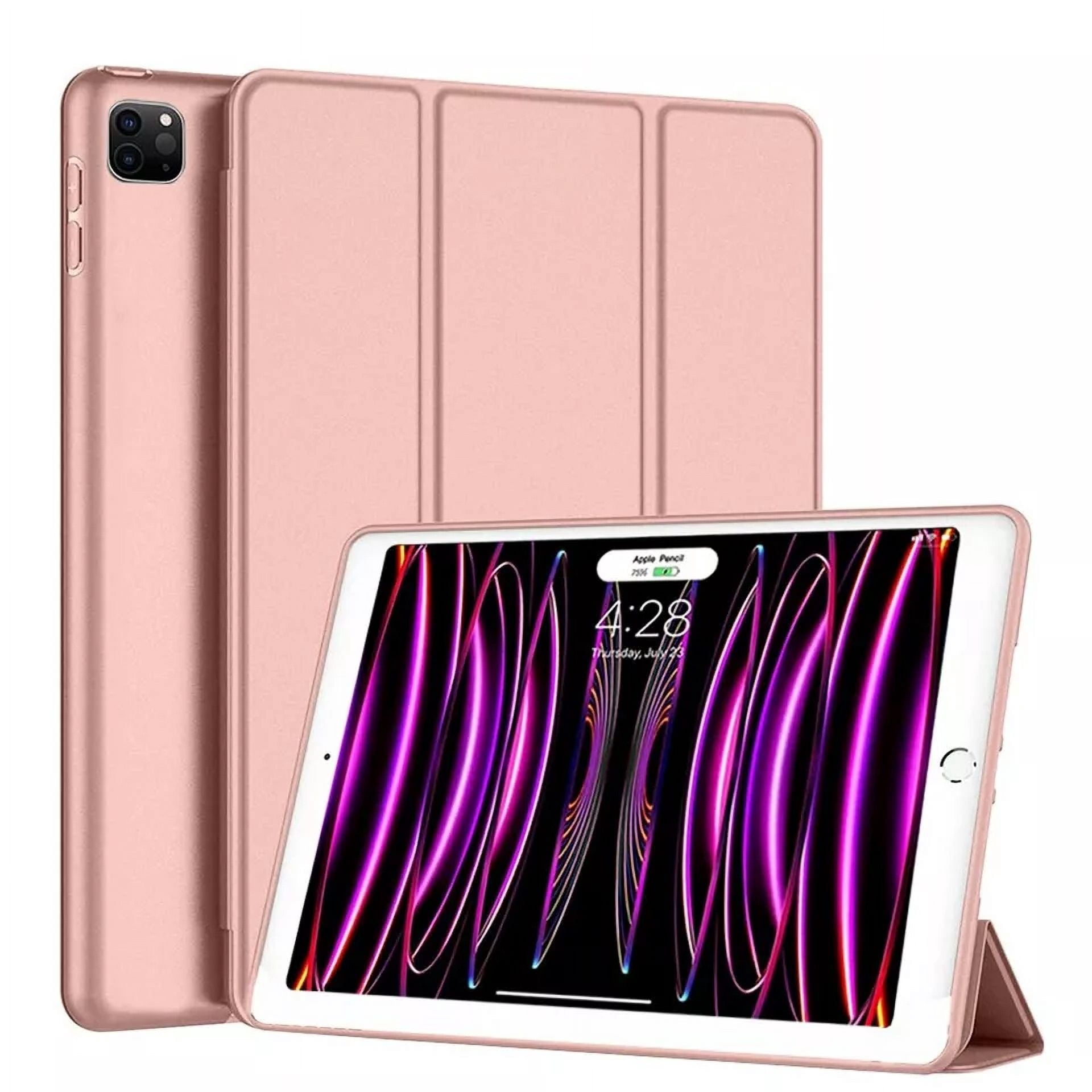 Étui Intelligent pour iPad Pro 11 Pouces Étui M4 2024 (Modèle : A2836/A2837/A3006), Étui Folio Mince avec Support, Étui Arrière Rigide, Housse de Tablette Protectrice pour iPad Pro 11 Pouces 5e Génération M4 2024 - Or Rose