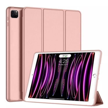 Étui pour iPad Air 13 Pouces M2 2024 / Étui pour iPad Pro 12,9 Pouces 6e/5e/4e Génération avec Porte-Crayon, Étui Arrière Mince et Souple en TPU pour Tablette, Étui de Protection avec Mise en Veille/réveil Automatique - Or Rose
