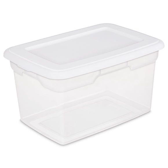 Boîte de rangement Sterilite de 19 litres, bac de rangement en plastique transparent avec couvercle à enclenche , blanc