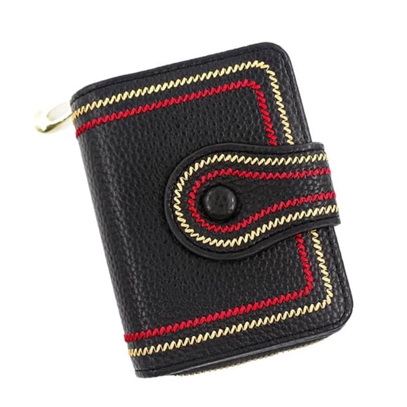 Aufmer 5 Pcs Slim RFID-Blocking Leather Wallet for Women, 12 Card Slots & Coin Pocket, 4.72x1.18x3.74in(Black)