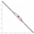 thumbnail image 3 of Bracelet Médical en Or Blanc 14K Forme Diamant Doux Émail Rouge Figaro Link ID, 3 of 3