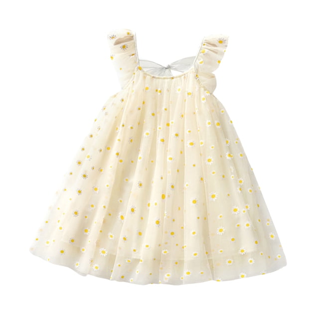 WEAIXIMIUNG Jolies Robes d'Été Plus Longues Tout-Petits Enfants Fête Filles Été Sans Manches Robe à Imprimé Floral Robe Décontractée pour Filles 4-5 Ans