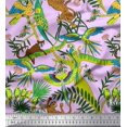 thumbnail image 1 of Soimoi Rayon Fabric Branches,Parrot & Leopard Jungle Printed Fabric 1 Yard 42 Inch Wide, 1 of 3