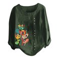 thumbnail image 4 of Pompotops Mode Femmes Décontracté Bouton Imprimé Floral Manches Courtes T-Shirt Blouse Hauts Liquidation, 4 of 5