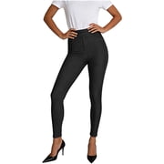 FRSASU Women’s Classic Denim Leggings, Jeggings for Women with Pockets, High Waisted Fitness Stretch Jeans Black XL(XL)