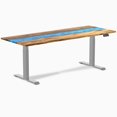 thumbnail image 1 of Desky Bureau Assis-Debout en Bois Dur à Résine Double - Rivière Bleue en Teck / 80 x 30 Pouces / Gris, 1 of 10