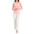 thumbnail image 2 of INSPIRE CHIC Long Sleeve Sheer Lace Blouse Pink S, 2 of 4
