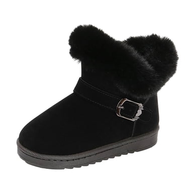 BOBOGOJP Children's Snow Boots With Thickened And Warm Cotton Shoes Short Boots (Black,5.5-6 Years)