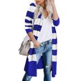 thumbnail image 3 of Long Cardigan pour Femmes Mode Femmes Décontracté Rayures Patchwork Manches Longues Chandail Cardigan Blouse Hauts Décontractés pour Femmes Hauts de Mode pour Femmes Hauts pour Femmes Décontractés, 3 of 5
