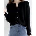 thumbnail image 5 of Hontri Cardigans pour Femmes Légers Offres à Moins de 15 $, Cardigan Basique pour Femmes à Col Rond, Manches Longues, Boutonné, Noir m, 5 of 5