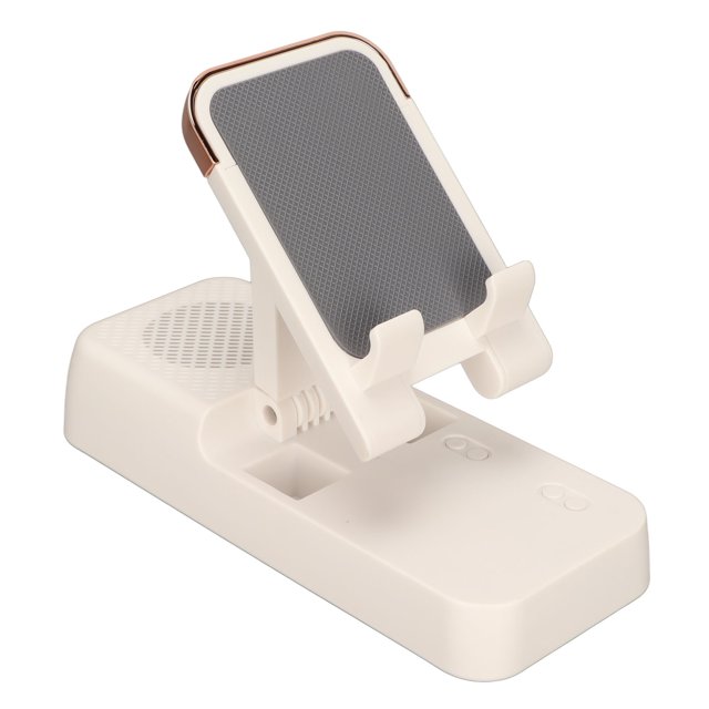 Phone Stand Speaker, Stable Built In Mic Cellphone Holder Wireless Speaker HD Stereo Distortion Free Universal For Gamepad White