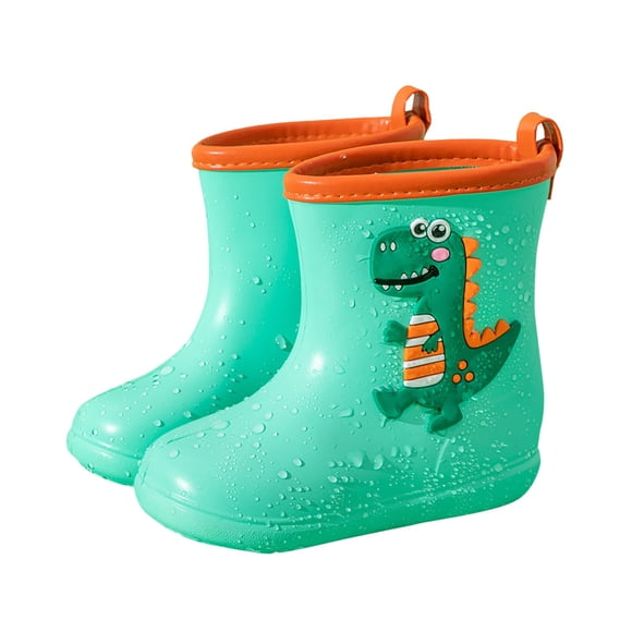 Kids Shoes Short Rain Boots For Kids Go To School Ankle Rainboot Slip On Garden Boot Rubber Shoes Light Green 14/2.5 Y—3 Y