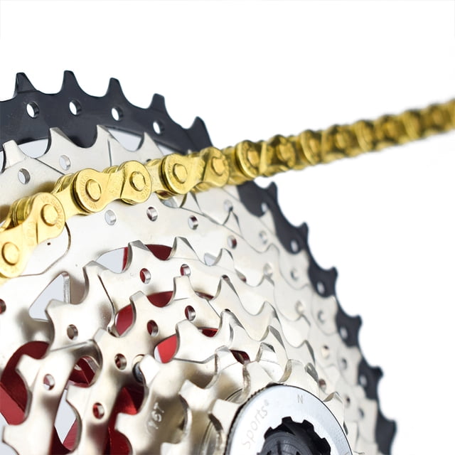 maskred Carbon Steel Easy To Install Wide Compatibility Bike Chain For Mountain And Road Bikes Stylish gold 8 Speed 1Set