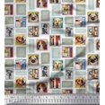 thumbnail image 1 of Soimoi Tissu Poly Georgette, Femmes & Chiens Patchwork Imprimé Tissu 1 Yard 52 Pouces de Large, 1 of 3