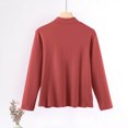 thumbnail image 4 of T-shirt pour Femme à Col Rond, Manches Longues, Couleur Unie, Haut Décontracté et Tendance, Blouse de Base Confortable, T-Shirt de Construction Interne, 4 of 7