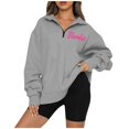 thumbnail image 4 of Mode Décontractée à Manches Longues Imprimé Floral Fermeture Éclair Épaule Extérieure Surdimensionnée Sweat-Shirts Noir S, 4 of 6