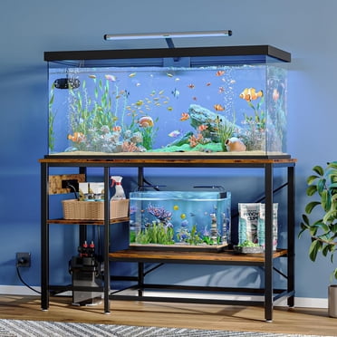 Bestier Support d'Aquarium de 55 Gallons avec Prises Électriques, Étagère de Rangement Réversible en Métal Robuste à 3 Niveaux pour Aquarium