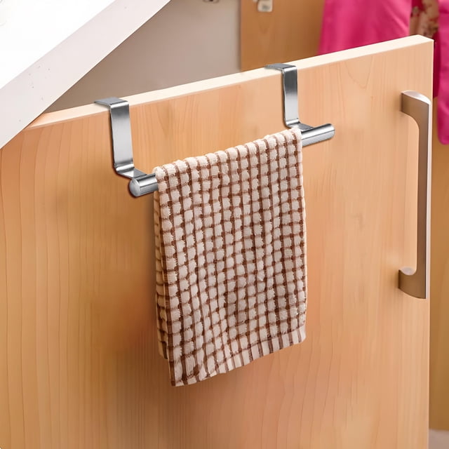 Tyidzon Stainless Steel Towel Rack Kitchen Bathroom Towel Hanging Bar Cabinet Door Back Hanging Rack