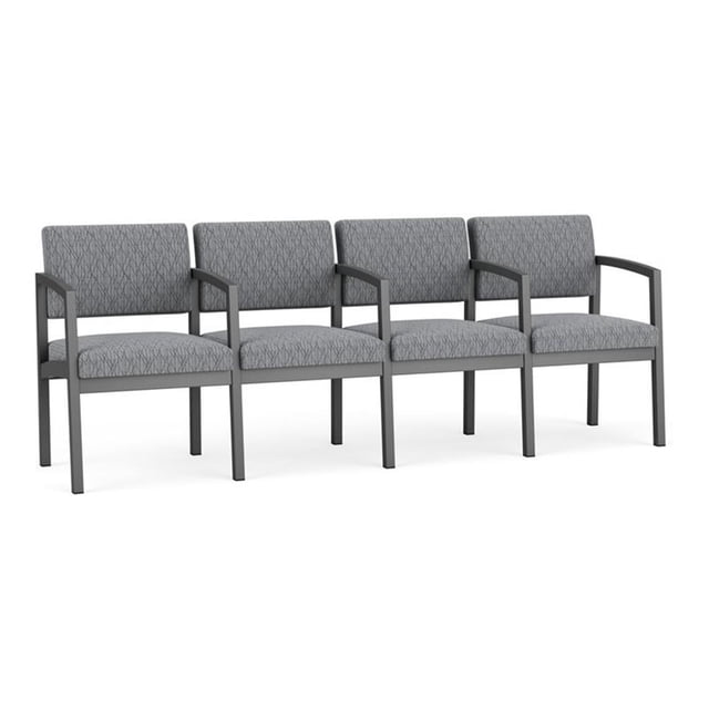 Fauteuil de Réception en Acier Lenox pour Salle d'Attente, 4 Places / Acier Charbon / Gris