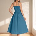 thumbnail image 4 of Robe d'Été pour Femmes à Bretelles Spaghetti, Ligne A, Midi, Robe Soleil Sans Manches, Cocktail, Fête, Invitée de Mariage, 4 of 7