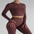 thumbnail image 2 of Ladies‘ Thumb Hole Long Sleeve Yoga Shirt with Cropped Design for Workouts, 2 of 7