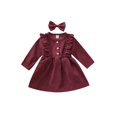 thumbnail image 1 of Kmbangi Baby Girl High-Waist Ruffle Buttons Princess Pleated Dress Headband, 1 of 9