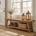thumbnail image 1 of Tribesigns Solid Wood Entryway Bench, 62.99" Long Shoe Bench  with Storage Shelf for Entryway, Living Room, 1 of 5