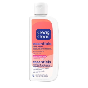 Clean & Clear Essentials Acne Toner, 2% Salicylic Acid Acne Treatment, Gentle Facial Toner for Pimples Cleanses Pores to Clear & Remove Blackheads, Fragrance Free