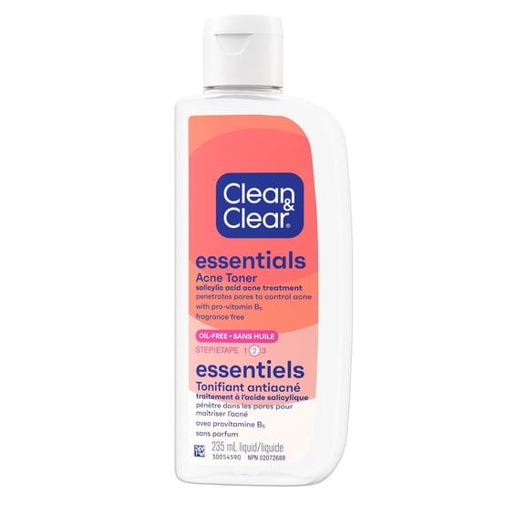 Clean & Clear Essentials Acne Toner, 2% Salicylic Acid Acne Treatment, Gentle Facial Toner for Pimples Cleanses Pores to Clear & Remove Blackheads, Fragrance Free