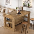 thumbnail image 3 of Grande Unité de Bar à Domicile de 55 Pouces, Table de Pub à 3 Niveaux avec Étagères de Rangement, Brun Pâle, 3 of 7