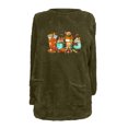 thumbnail image 4 of Hauts pour Femmes à Col Rond et d'Hiver Ample Imprimé avec Poche Chaude à Manches Longues Blouse Hauts Col Rond Chandail en Molleton Femmes en Liquidation, 4 of 4